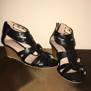 Black wedge sandals